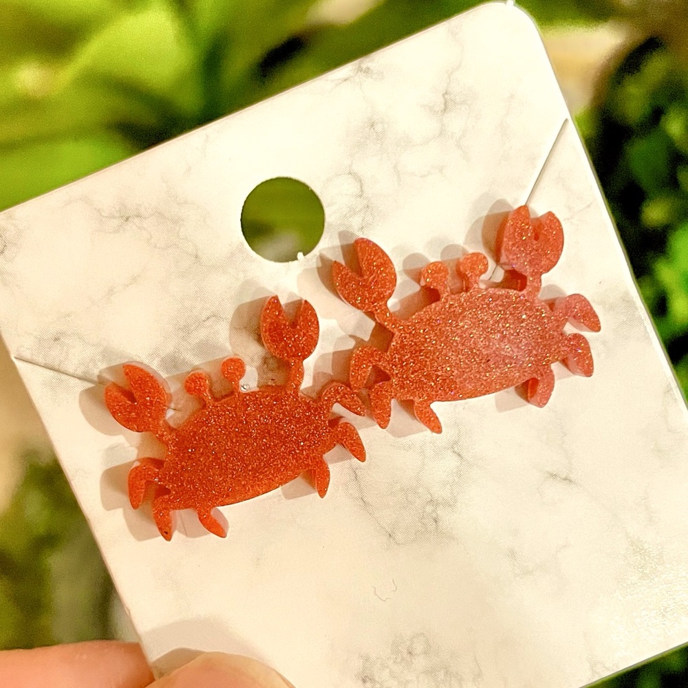 Acrylic Crab Stud Earrings